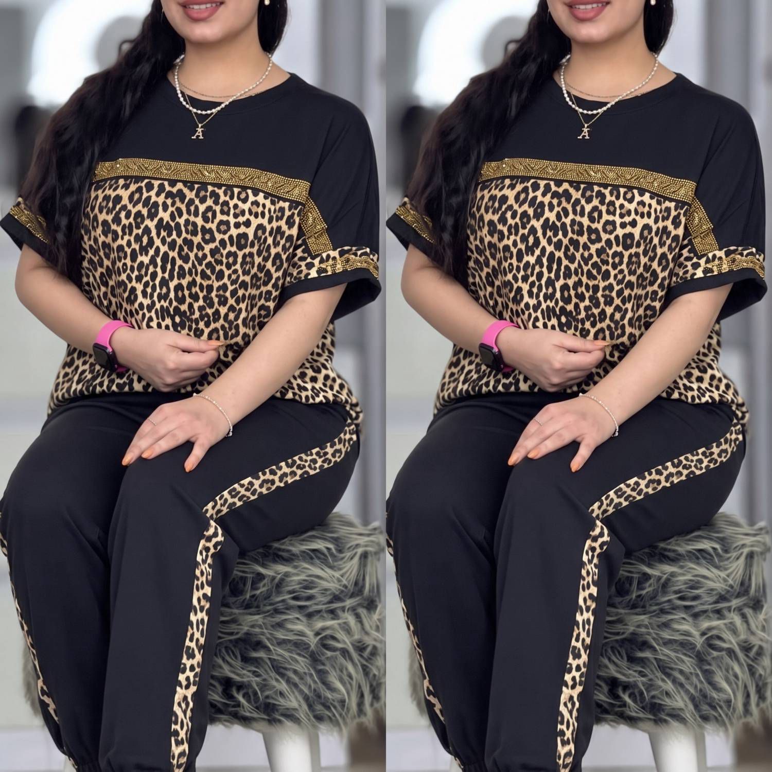 ست تیشرت شلوار زنانه ویسکوز الیزه مدل ساتین