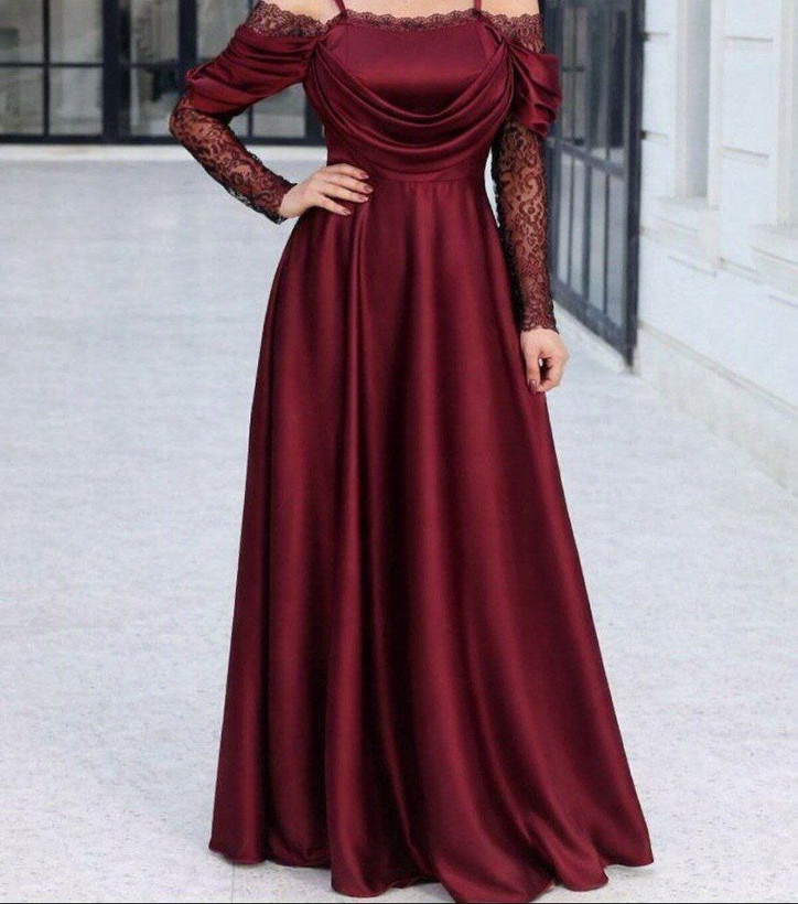 پیراهن مجلسی بلند زنانه ساتن زارا