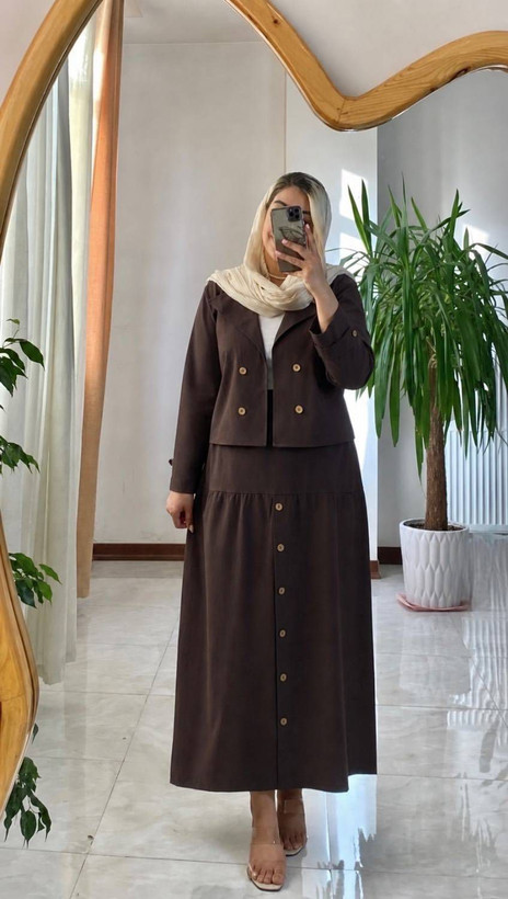 کت دامن زنانه جلو دکمه سروناز