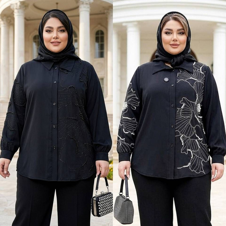 شومیز زنانه مجلسی کرپ الیزه مدل غنچه